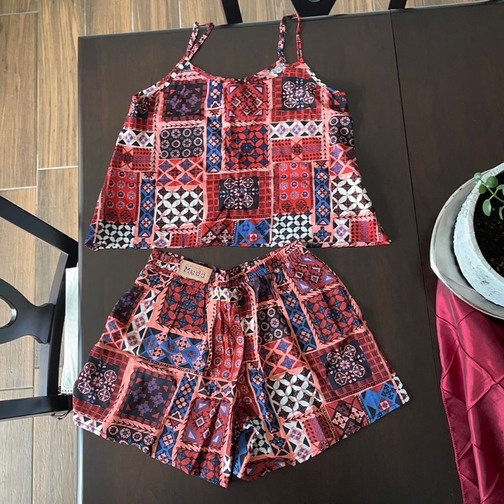 Mudd Skater Challis Short Print 2-piece Romper